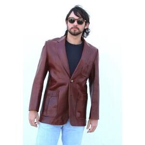 Vintage 90s Cellini Collection Men's  Brown Leather Jacket Sz 40L